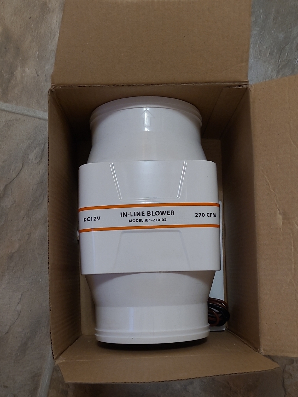 In-Line Blower DC12V 270 CFM - White 4inch Intake